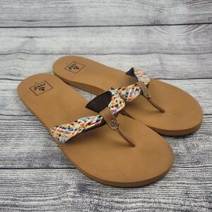 Reef Mallory Flip Flops Braided Fabric Western Cushion Women Size 9